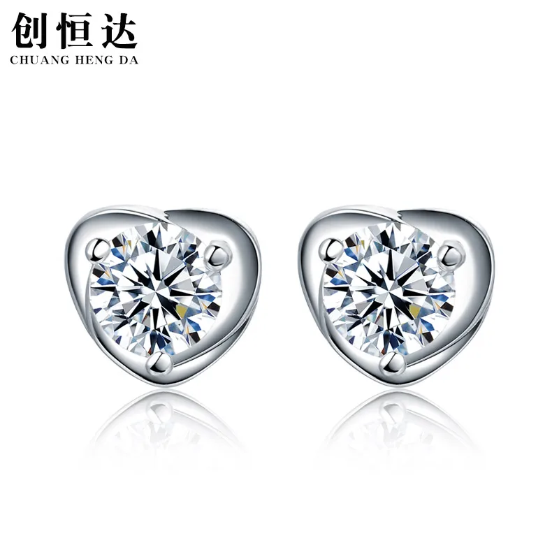 Серьга для Для женщин White Diamond Ruby Аметист Цветной сердце фигура Циркон 925 пробы