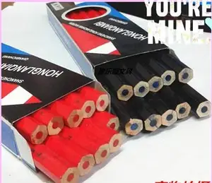 50 шт. красно-синие карандаши, промышленный плотницкий карандаш, двухцветный шестигранный нетоксичный карандаш, бесплатная доставка