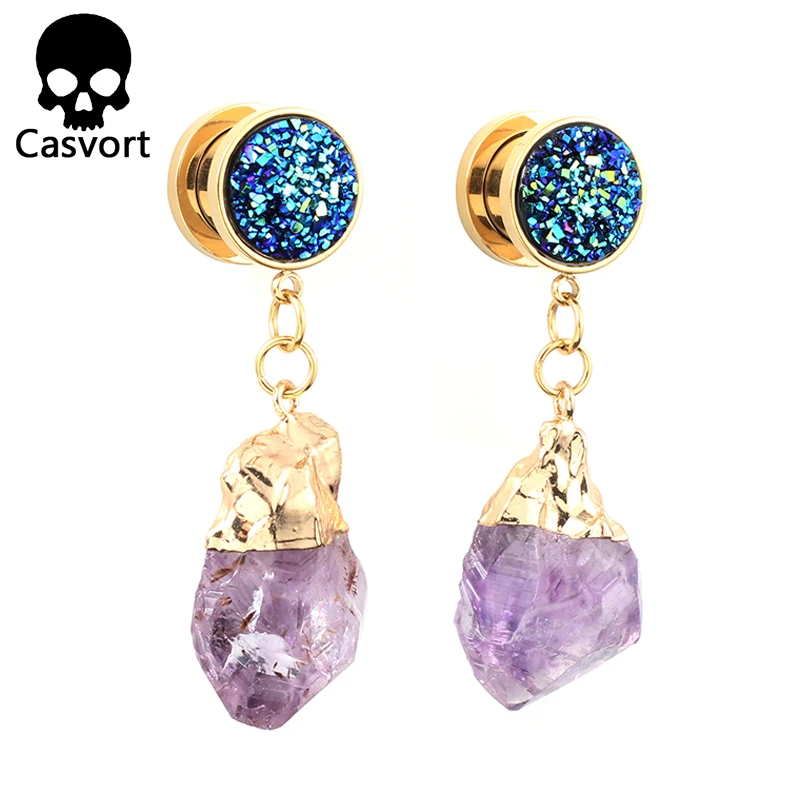 Новые асимметричные затычки Casvort с драгоценными кристаллами для ушей туннель из