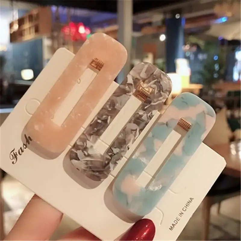 New Fashion Women Girls Acrylic Hollow Waterdrop Rectangle Hair Clips Tin Foil Sequins Hairpins Barrettes Headbands Accessories | Украшения