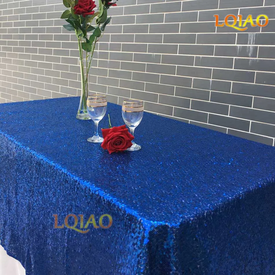 Royal Blue Прямоугольная скатерть с блестками 120x200 см/120x400 см-скатерть из розового золота с блестками для свадебной вечеринки, Рождественское украшение - Цвет: Royal Blue