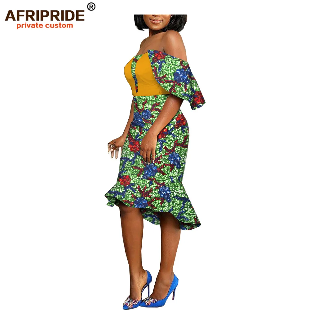 

Женское платье с вырезом лодочкой, повседневное Хлопковое платье до середины икры в африканском стиле, с принтом, батик, длиной до колена, Да...