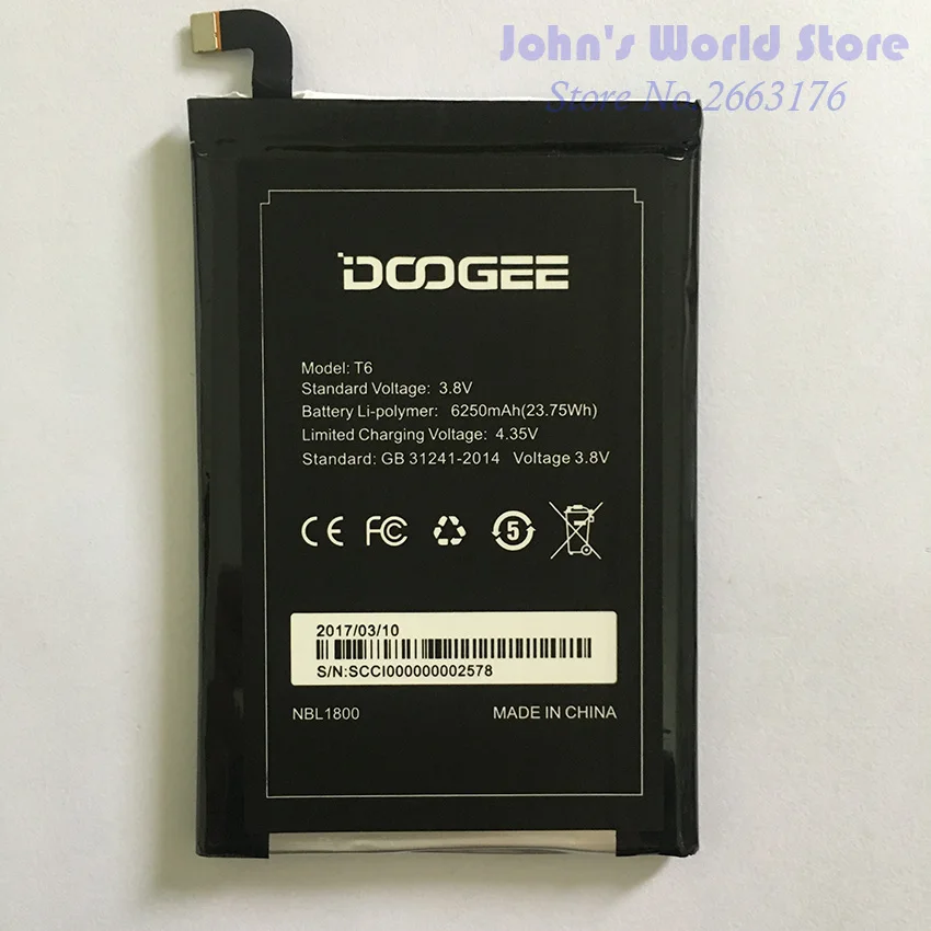 HOMTOM HT6 батарея 6250 мАч Сменный аксессуар Аккумуляторы для HOMTOM HT6 и DOOGEE T6 сотовый телефон