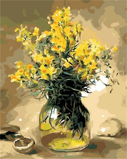YIKEE daisy flowers картины маслом по номерам, живопись на холсте, Раскраска по номерам, картина на стене - Цвет: GX941