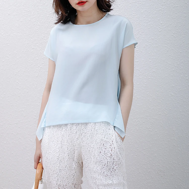 100% натуральные шелковые блузки OL белая с коротким рукавом настоящая шелковая