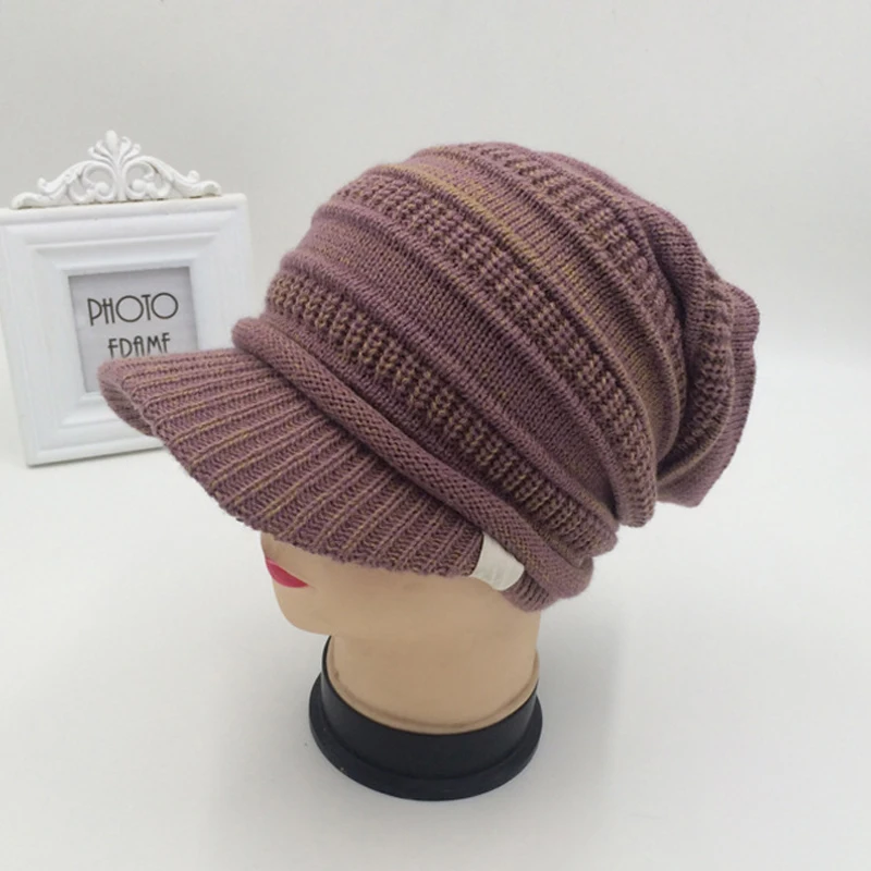 Зима Весна 2020 теплая вязаная шапка козырьки для мужчин и женщин крючком