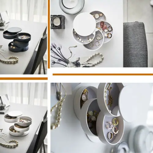 Шкатулка для ювелирных изделий портативный органайзер хранения вращение на 360 °