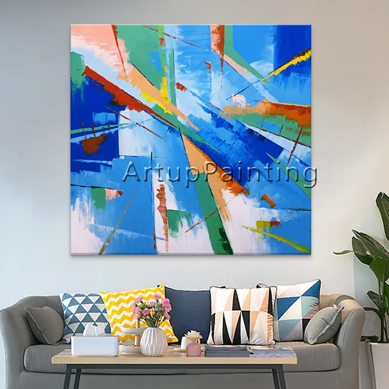 Hand painted canvas oil paintings Cheap large modern abstract painting wall decor Art pictures for bedroom2 | Дом и сад