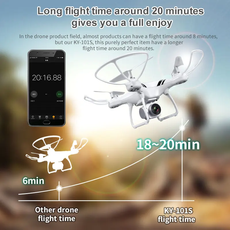 Радиоуправляемый Дрон KY101S с регулируемой камерой 5.0MP 1080 P высота удерживает один