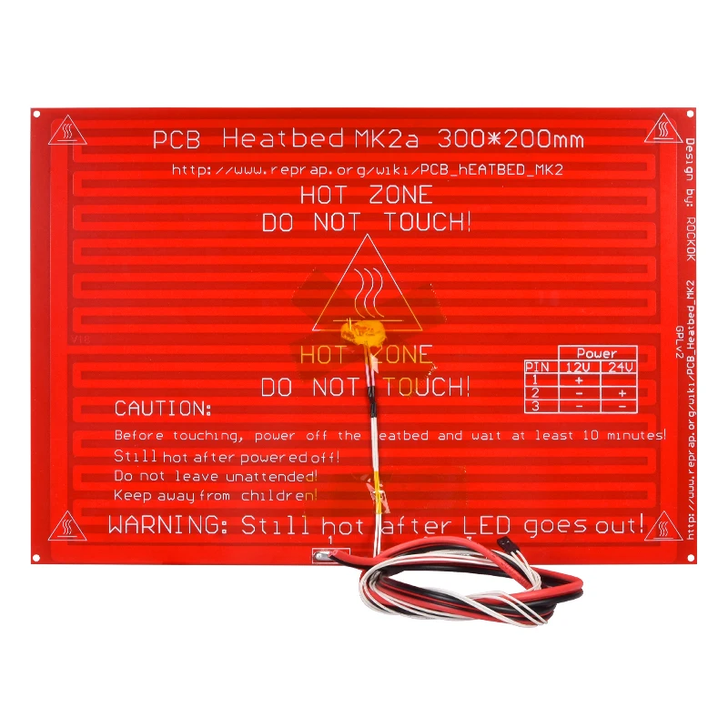 

3D Printer Parts MK2A MK2B 300*200*2.0 RepRap RAMPS 1.4 Heatbed MK2A With Led Resistor And Cable For Mendel 3D Printer Hot Bed