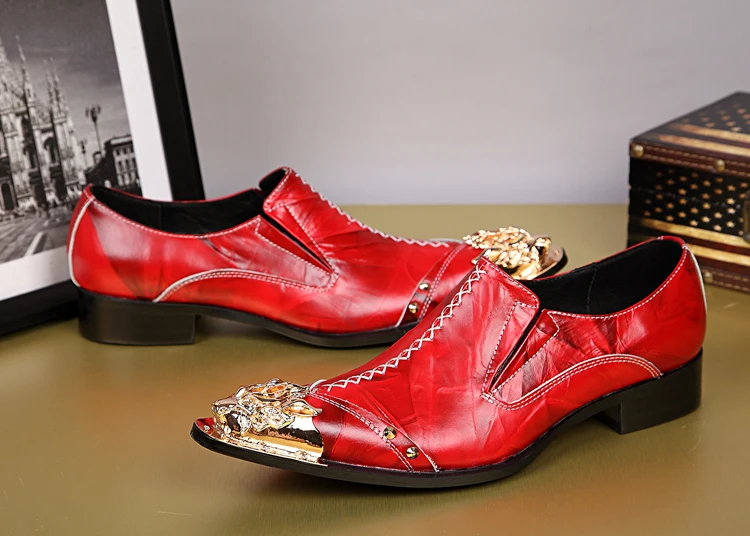 Новинка 2017 г. мужчин с острым носком броги оксфорды без шнуровки натуральная кожа