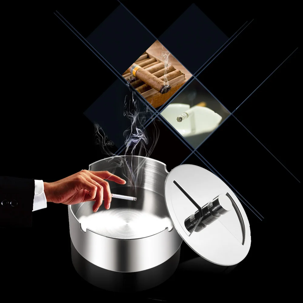 Высококачественная портативная практичная домашняя металлическая пепельница