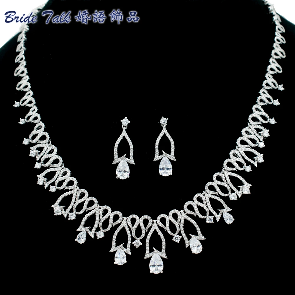 Цепочка с подвеской и серьги фианитом|necklace earring set|jewelry setswomen jewelry set |