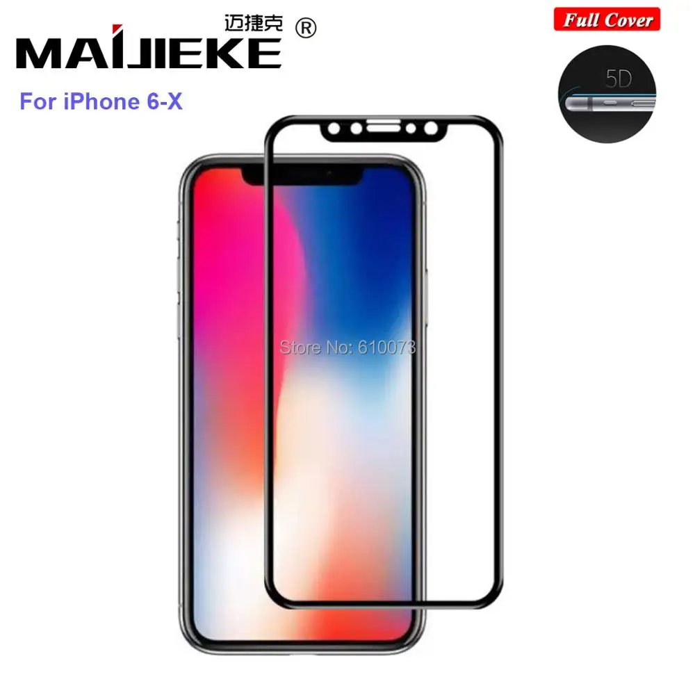 MAIJIEKE 5D закаленное стекло для iphone X 8 7 Стекло 6s plus Защита экрана iPhone 6 полное