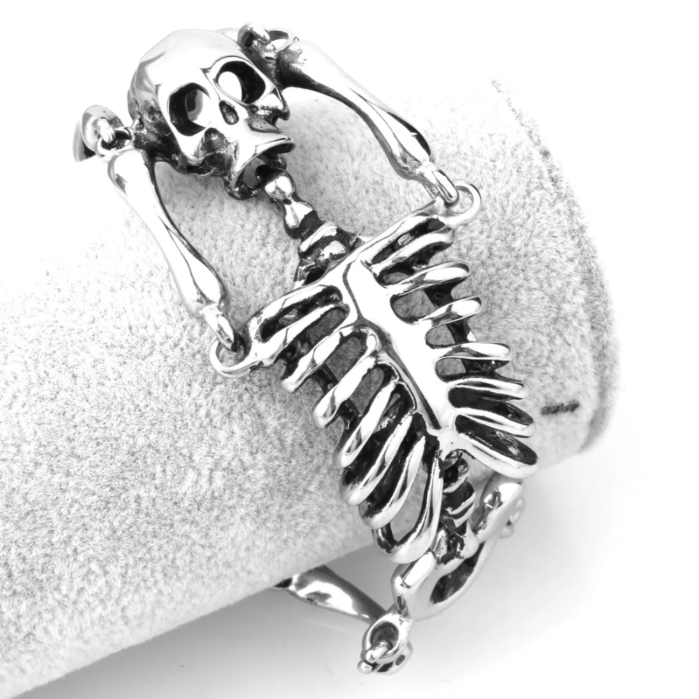 

Skull Bracelet Big Skeleton Bones Statement Punk Jewelry Gold Color Stainless Steel Christmas Gift Gothic Bracelets Men