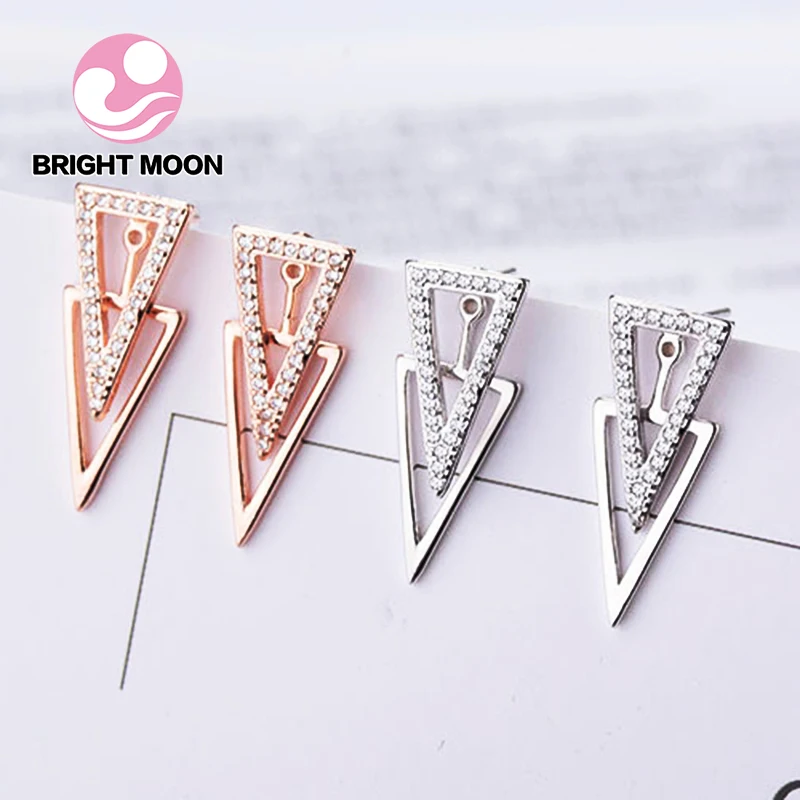 Яркая луна Jewelry Серьги гвоздики реальные 925 пробы серебро ювелирные изделия
