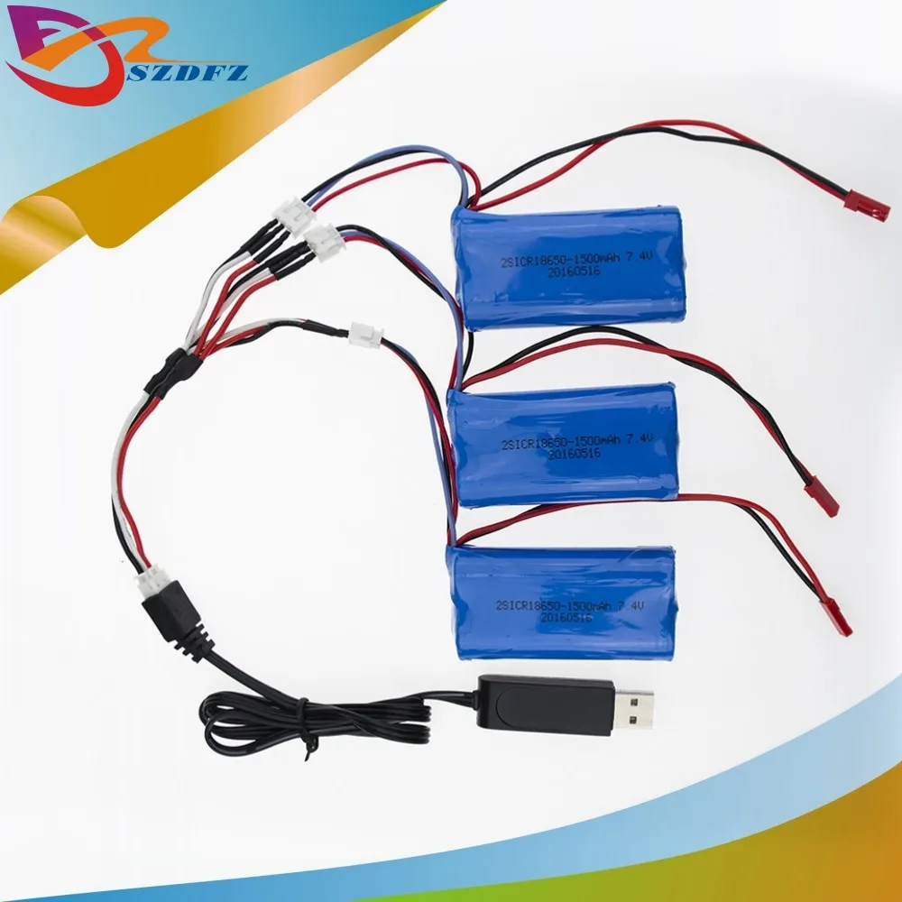 3 шт 7 4 V 1500 mah li po аккумулятор и зарядное устройство USB кабель в 1 для DH9053 9101 mjx f45 9118 вертолет запчасти|li-po