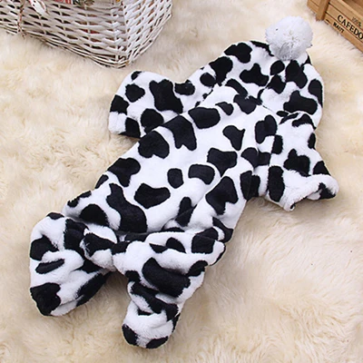 milk cow Размер s-xl собачья Пижама наряды для щенков теплое пальто для животных ночное белье Мягкий комбинезон для собак зимняя одежда для домашних животных для Чихуахуа Тедди Толстовка - Цвет: milk cow