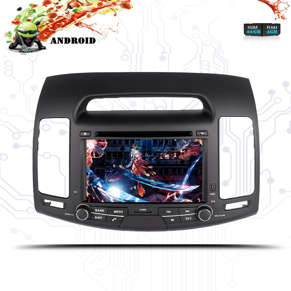 Авторадио 1024*600 Android 9 0 4 Гб ОЗУ + 64 ПЗУ автомобильный dvd-плеер для hyundai elantra 2007-2011