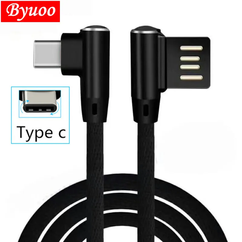 1 м нейлоновые шнуры 90 градусов Тип C USB быстрое зарядное устройство для huawei Mate 20 pro