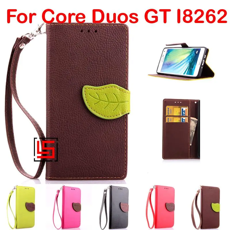 Cheap Leaf Clasp PU Leather Lather Lether Flip Clamshell Wallet Phone Case Cover For Samsung Samsug Galaxy Core Duos GT I8262 |