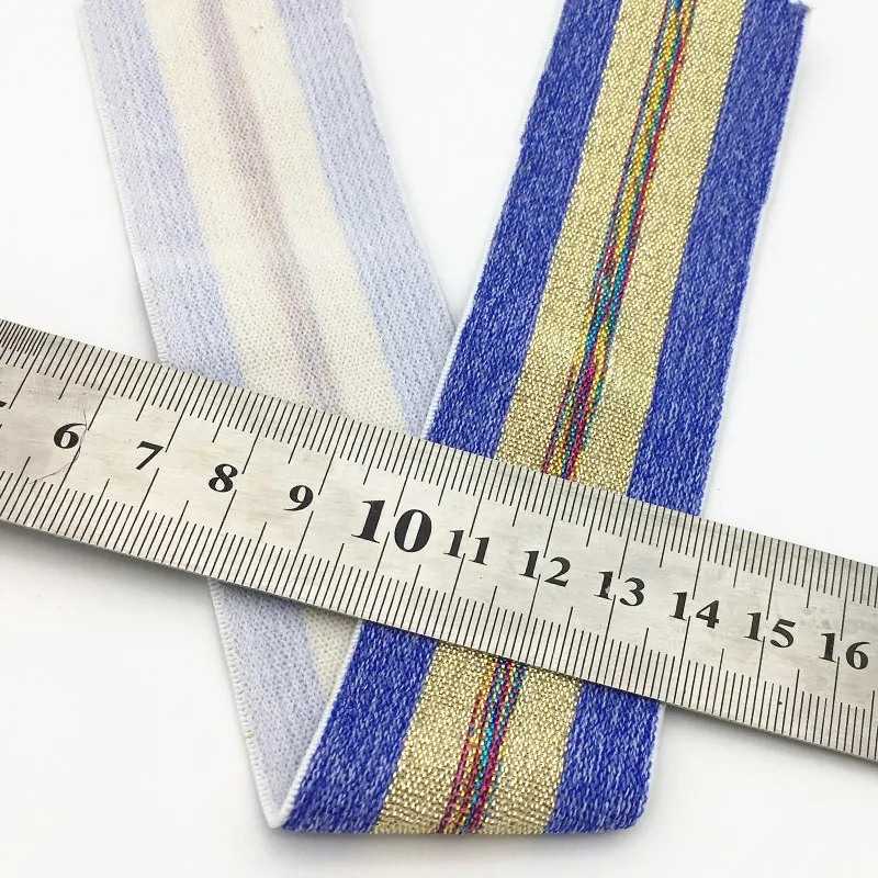 4cm blue golden 40 мм золотые серебряные полосы Эластичные ленты 4 см эластичные ленты сумки для одежды брюки эластичная резиновая тесьма DIY Швейные аксессуары 1 м - Цвет: 4cm blue golden