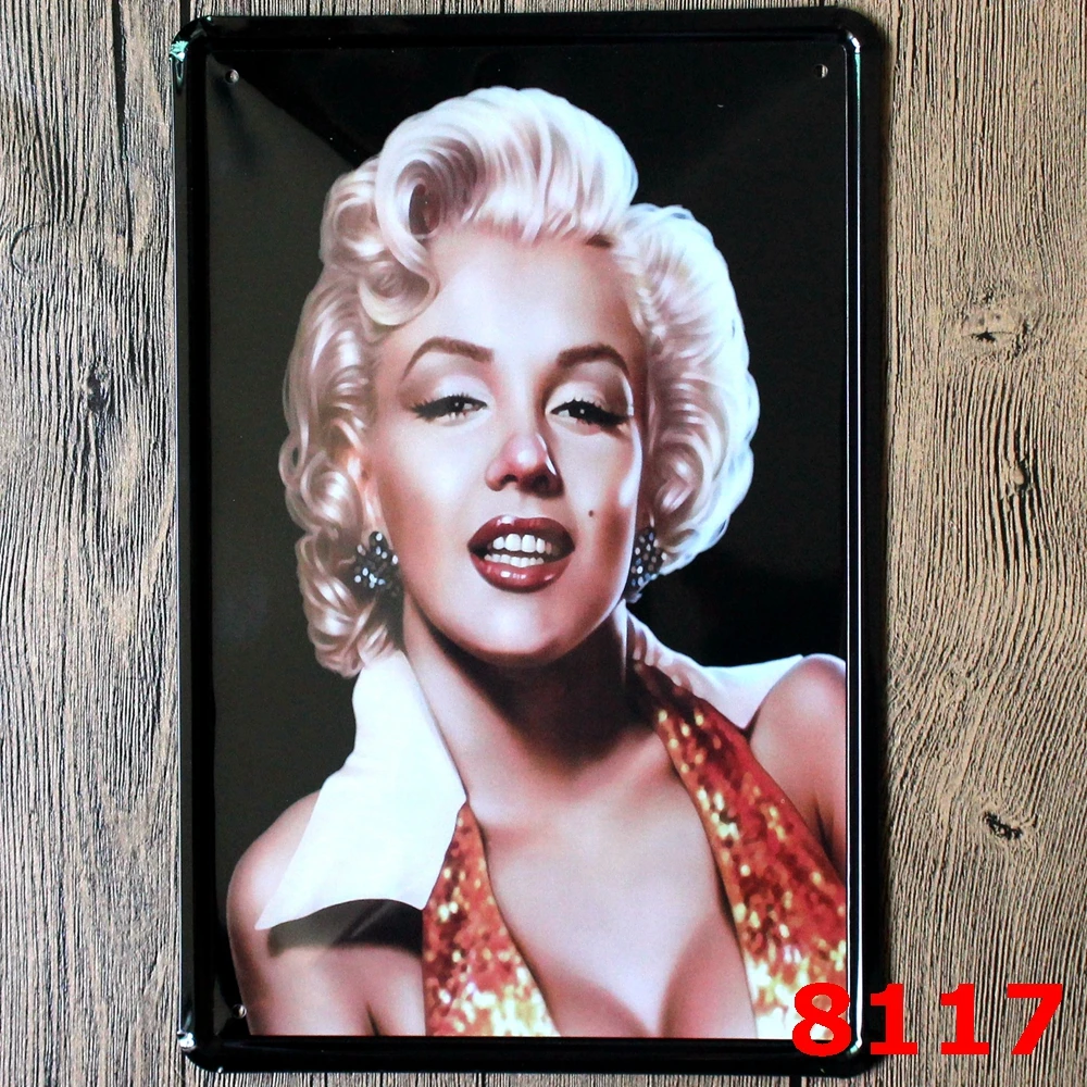 Marilyn Monroe Sign Logo Plaque Vintage Metal Painting Wall Sticker Iron Board Decorative Plates Poster Wholesale 20X30 CM | Дом и сад