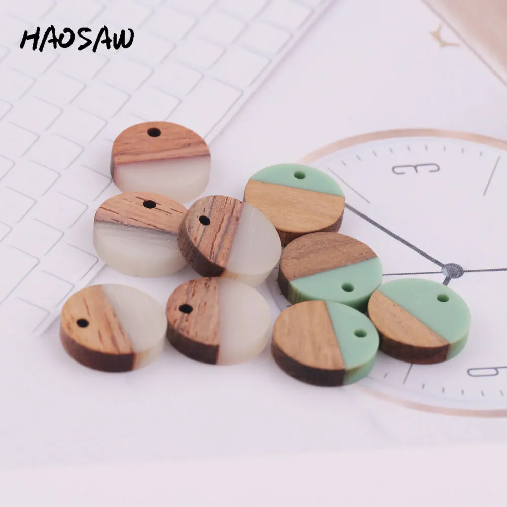 HAOSAW выберите 6 шт./лот серьги из натурального дерева/половинки смолы/Аксессуары