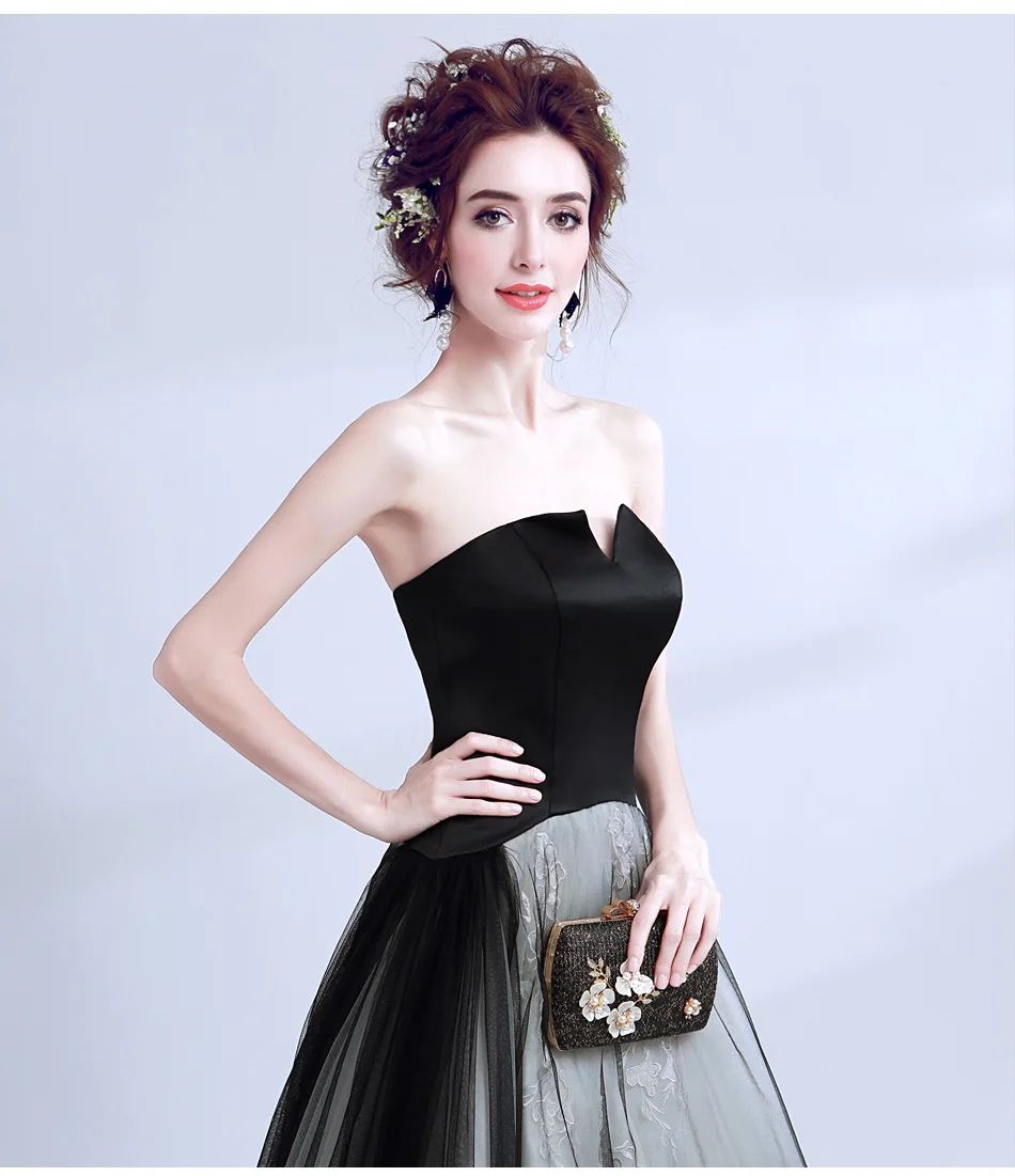 Vestido de festa 2019 черные вечерние платья длинное платье трапециевидной формы без