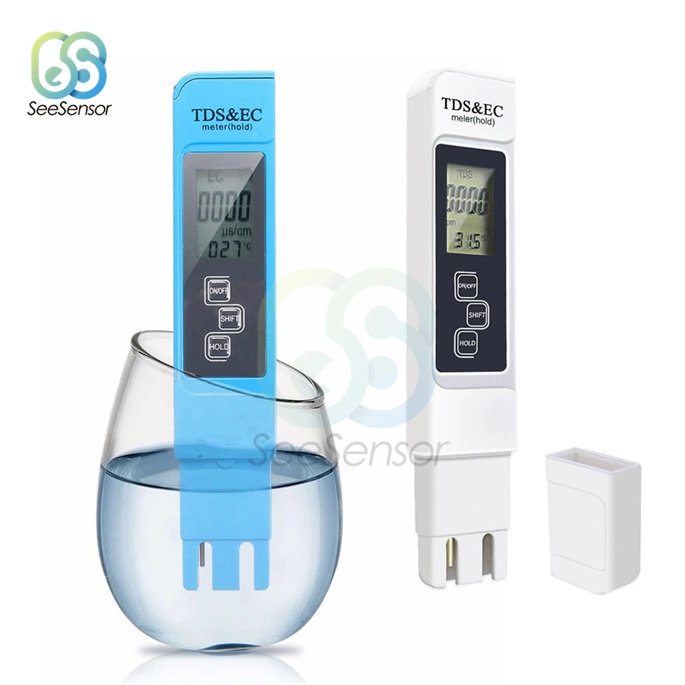 

TDS EC Meter Temperature Tester Pen TDS&EC Tester 0-9990ppm 3 In1 Function Conductivity Water Quality Measurement Tool