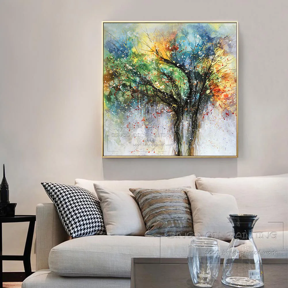 Красивое изображение искусства ручная роспись красочное дерево масляная