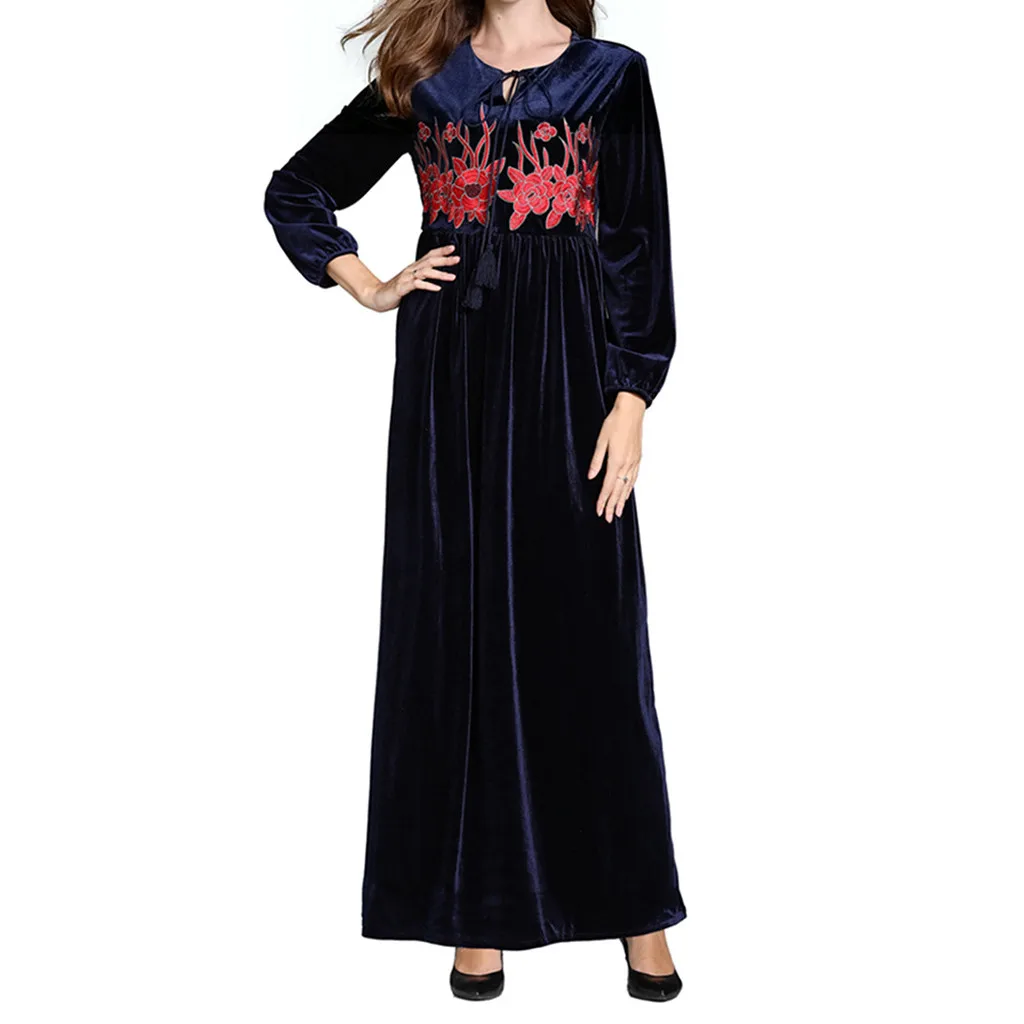 Большие размеры Vestidos 2019 Abaya Дубай Бангладеш винтажное мусульманское платье труба