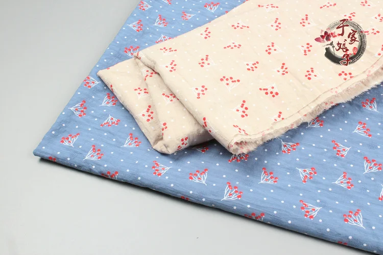 summer blue small red Fruit soft fabric Retro style Calico plain cotton for DIY cloth shirt Bag 1 order=1meter | Дом и сад
