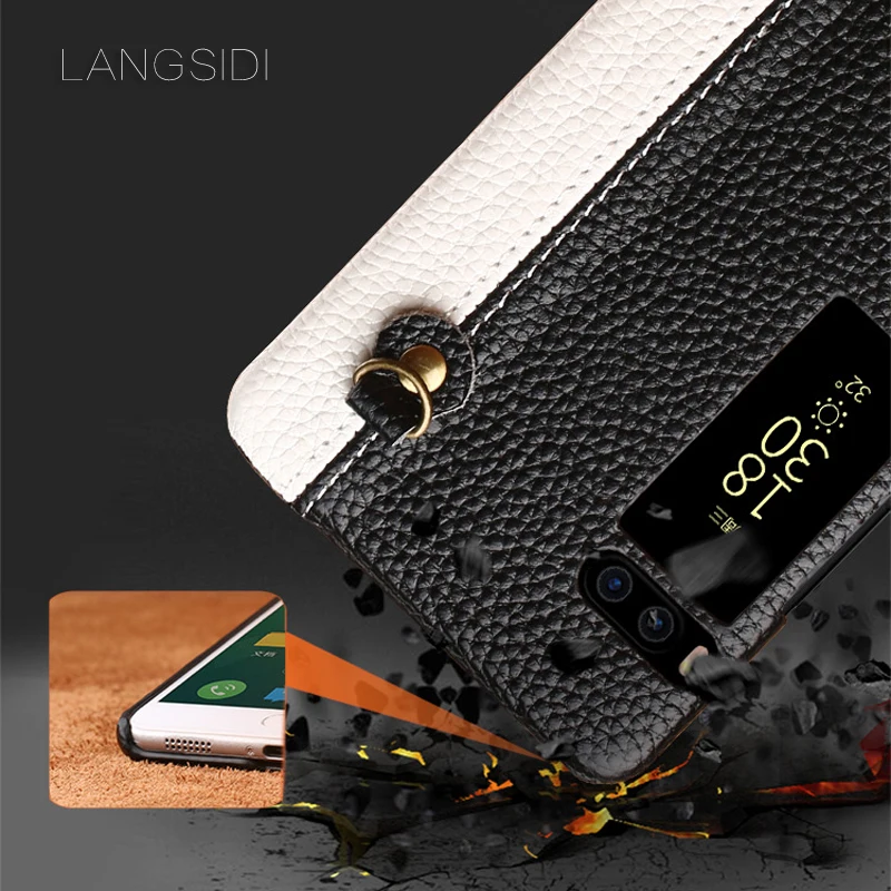 Langsidi formeizu Mx5 Чехол ручной работы кожа коровы задняя крышка двухцветный Личи