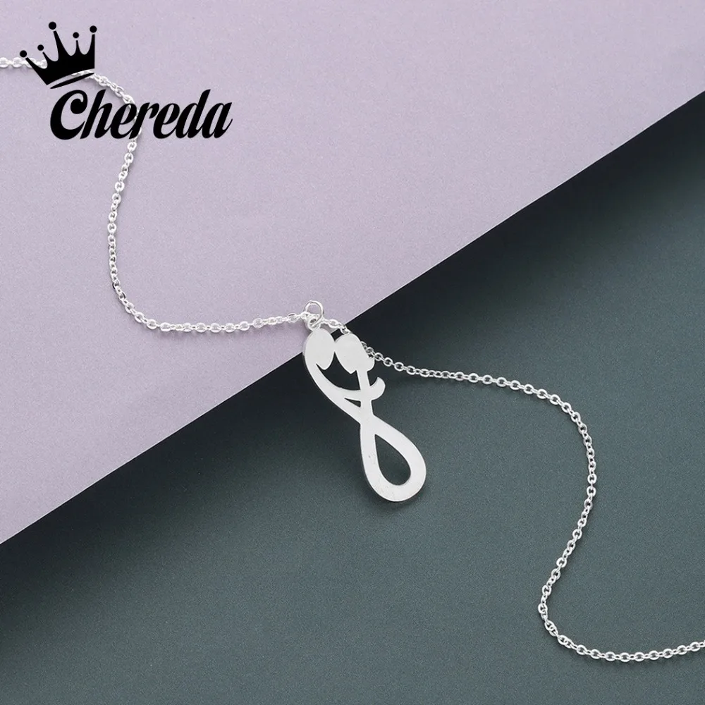 

Chereda Simple Lover Fashion Necklace for Women Men Gold Delicate Personality Forever Chain Pendant Birthday Gift