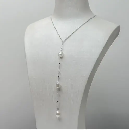 9-10mm White South Sea Pearl Long Necklace 925 Sterling Silver Adjustable | Украшения и аксессуары