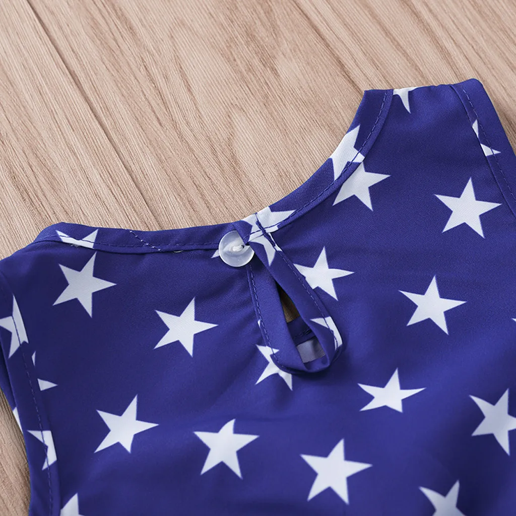 Модная детская Полосатая юбка без рукавов с принтом в виде звезд для Дня