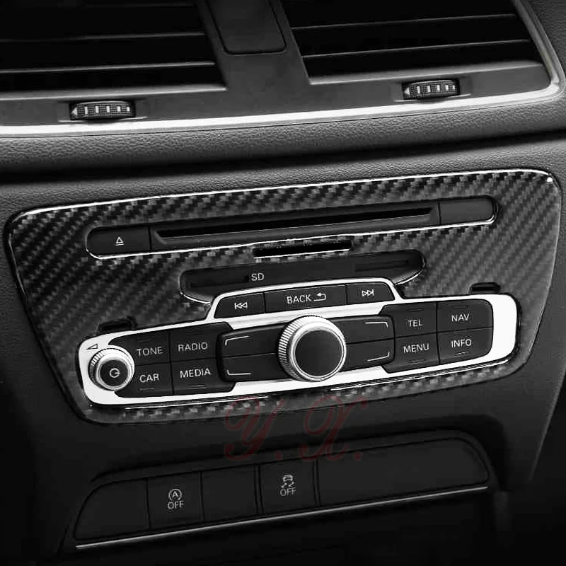 

Carbon Fiber For Audi Q3 2013-2017 Center Console multimedia knob Decoration Stickers Trim Frame Covers Car Accessories