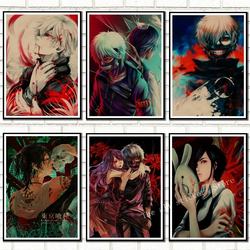 Одежда с надписью Tokyo Ghoul плакат для кафе дома Декор стены из крафт-бумаги