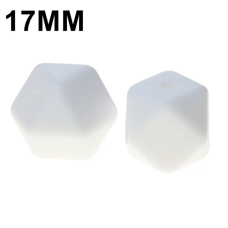 01 Snow Fkisbox 17 мм шестигранник 100 шт силиконовый детский Прорезыватель для зубов, бусы без бисфенола для новорожденных, жевательные прорезыватели для зубов, ожерелье, ювелирные изделия для младенцев, сделай сам, подарок для душа - Цвет: 01 Snow