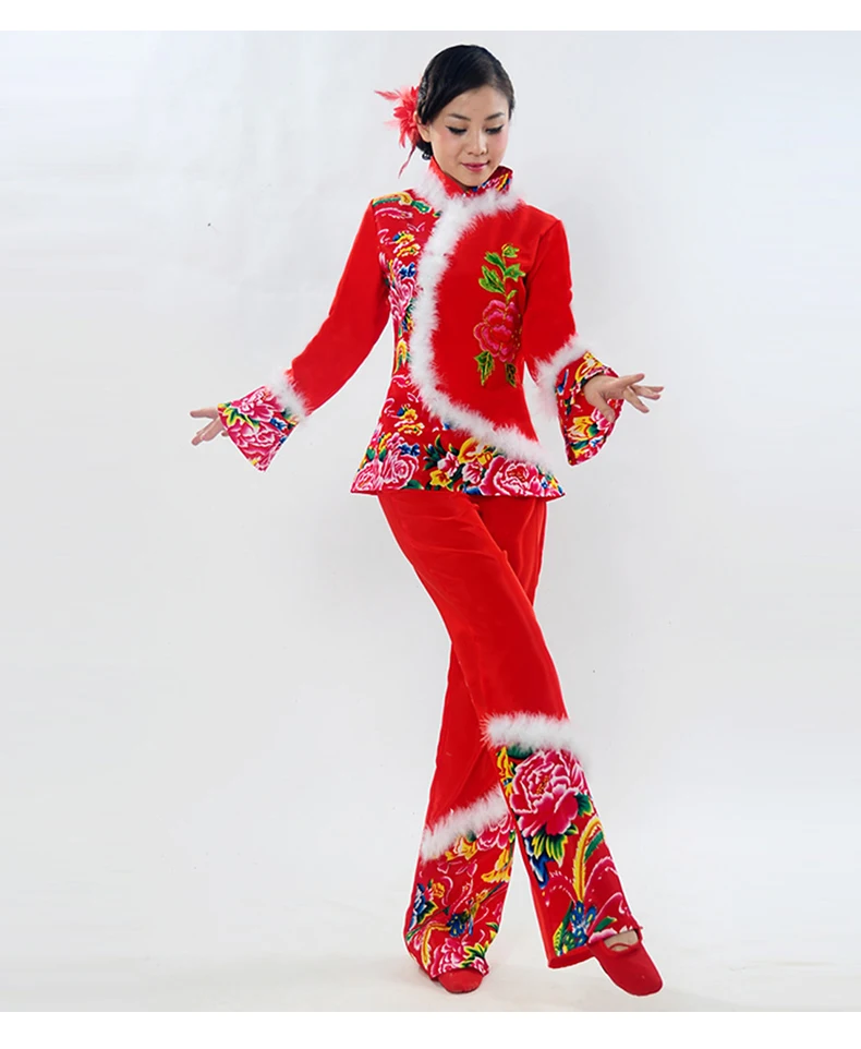 Китайская одежда hanfu Yangko костюм веера для женщин взрослых Этническая Одежда
