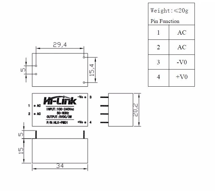 5V 600mA(3 W) Изолированный импульсный источник питания/AC DC понижающий модуль 220 до 5V Регулируемый Sep-Down Модуль питания
