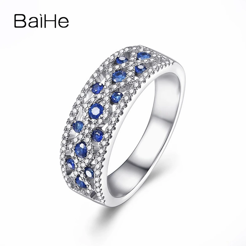 BAIHE, 18 К, белое золото, 0.17CT, сертифицировано, натуральные сапфиры, обручальное, женское, мужское кольцо, хорошее ювелирное изделие, свадебное, модное, подарочное кольцо