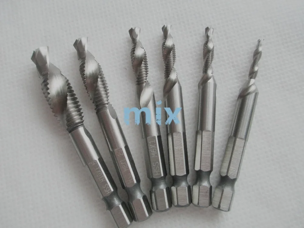 Метчики ручные Fixmee M3/M4/M5/M6/M8/M10 6 шт. с шестигранным хвостовиком винт из