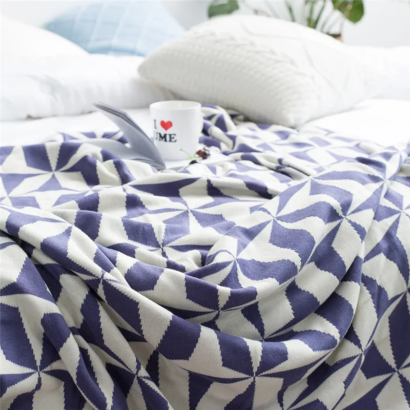 COMFEEL Blanket for Sofa Beds Cotton Knitted Geometric Multifunction Warm Weighted Child Adult Rest Sleep Throw | Дом и сад