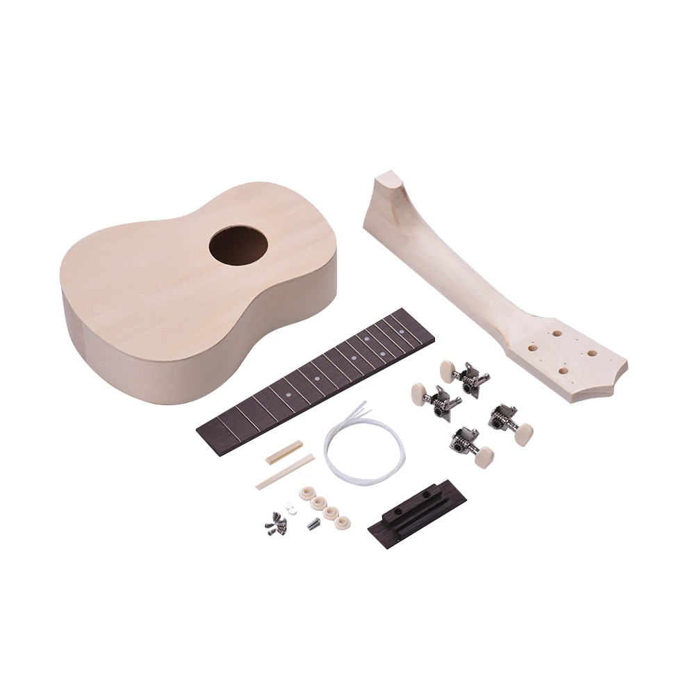 21 Inches Unfinished DIY Ukulele Ukelele Uke Kit Basswood Body &amp Neck Rosewood Fingerboard Bridge Nylon String | Спорт и