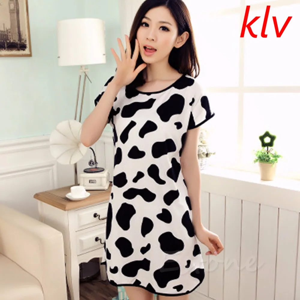 KLV 2018 лето vestidos Женская милая мультяшная Пижама с точками коротким рукавом Ночная
