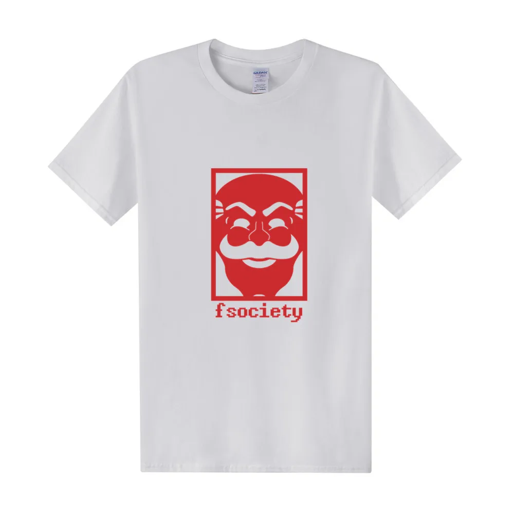 Мужская футболка с принтом маски Mr Robot летняя хлопковая коротким рукавом и