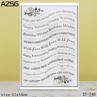 azsg happy day greetings clear stampsseals for scrapbooking diy card makingalbum silicone decoration crafts1116cm