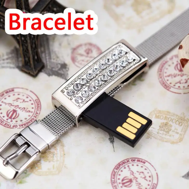 Ювелирный Usb-накопитель 8 ГБ 16 32 64 Гб Флешка-браслет Кристальный подарок жесткий